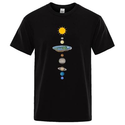 Sistema Solar Cósmico Planetas Estampar Manga Corta Hombres Calle Casual Camiseta Ropa Suelta Oversized Camiseta Masculina Verano Algodón