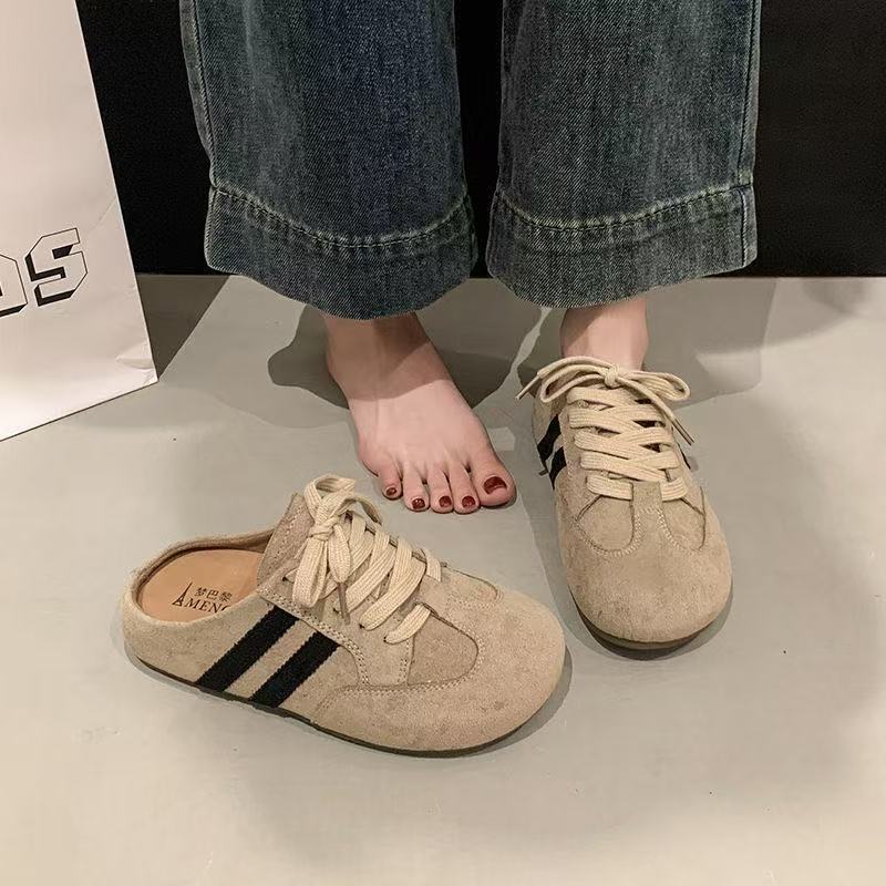 Summer Women Mules Shoes Sports Round Toe Flat Female Footwear Sneakers Retro Platform Slip on Fashion Comfortable Half Slippers
