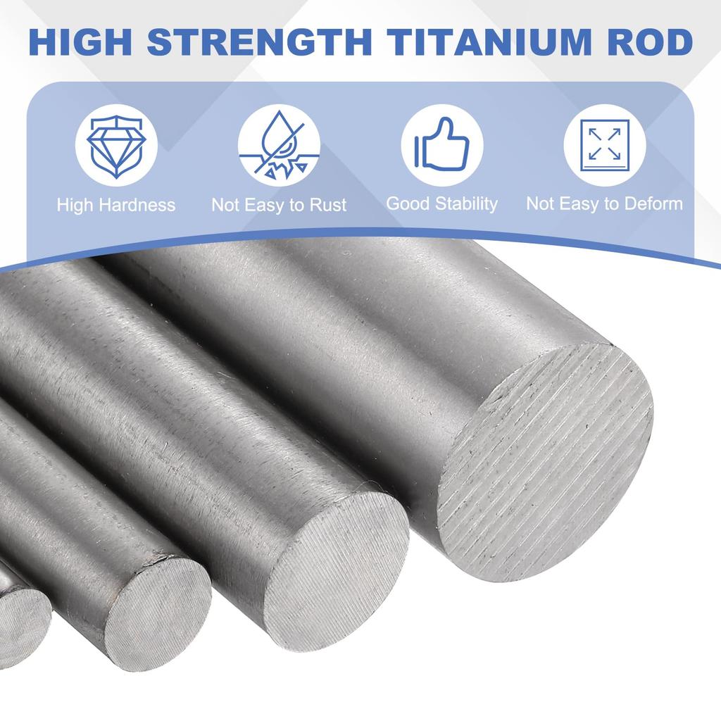 uxcell Titanium Round inch 8 inch GR2 Metal TA2 Titanium Round for Model DIY Crafts Bar, 0.55 (14mm) Diameter, Length, Bar, Airplanes, Cars, Boats,