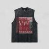 Tour Graphic Washed Vest Neck Short Sleeve Trendy Fan Casual 100% Cotton Clothing Y2K  Loose Shirt