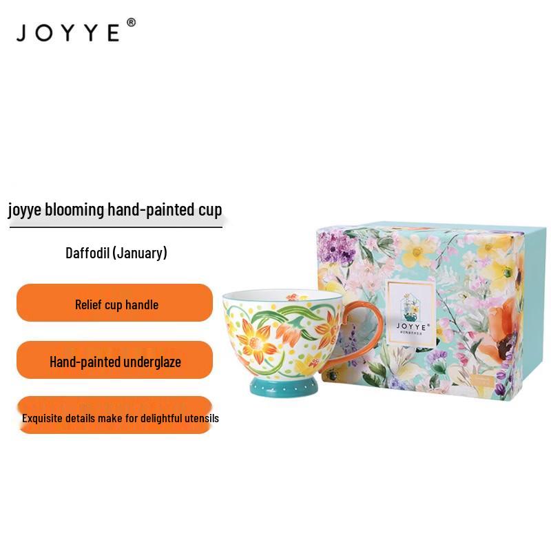 JOYYE Hand-Painted Floral Ceramic Mug