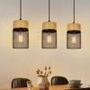 Pendant Lamp - NETTLIFE - Wood Grain 3 Lights - Black - Metal E27 3x25W - Ø46xH120cm