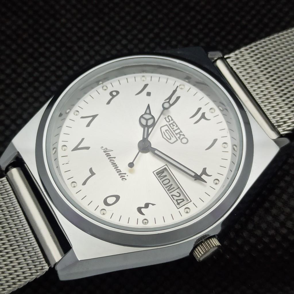ODNOWIONY zabytkowy zegarek SEIKO 5 AUTO 6349A JAPOŃSKI męski arabski srebrny a298954-2 Seikoa298954