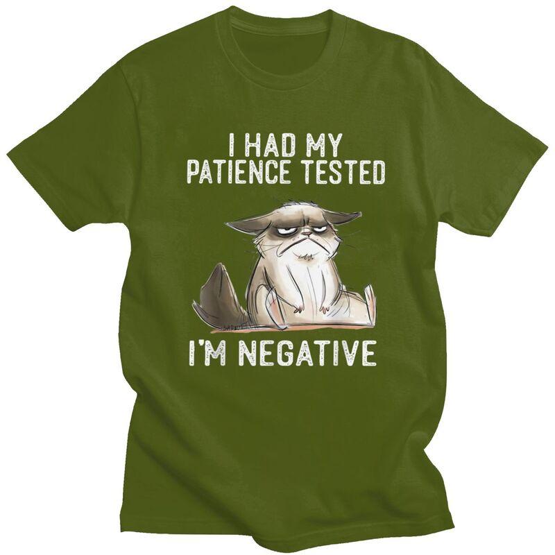 I Had My Patience Tested Im Negative Cat TShirt Pure Cotton Tee Tops Funny Sarcasm Joke Tshirt Casual ShortSleeve Clothing