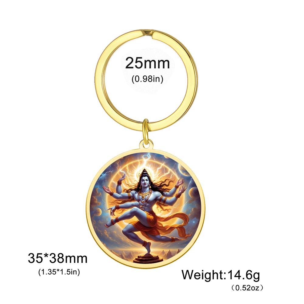 Dawapara Hindu-Gott Amulett Herr Ganesha Schlüsselanhänger Shiva Parvati Anhänger UV-graviert Spirituelles Geschenk Edelstahl Yoga Schmuck