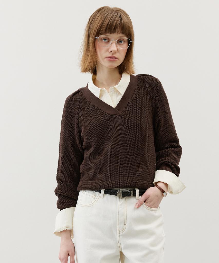 CITYBREEZE Puff V-Neck Knit_4 Colors