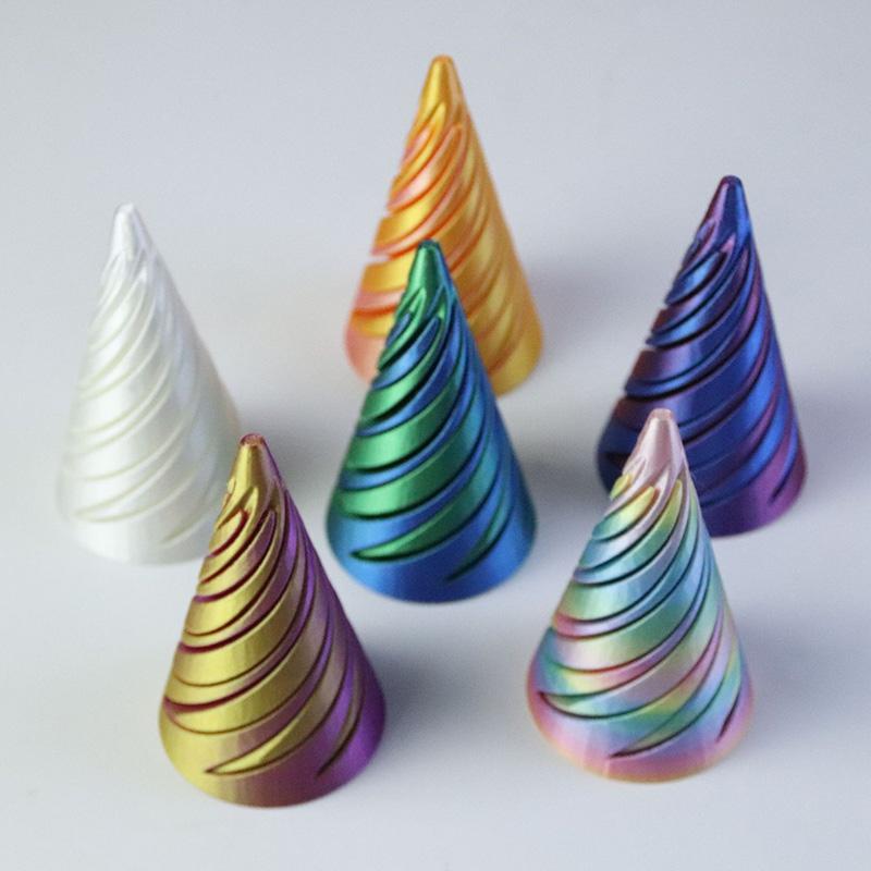 Rotating Pyramid 3D Printed Spiral Cone Three-dimensional Pyramid Desktop Figure Home Decoration Desk Accessories