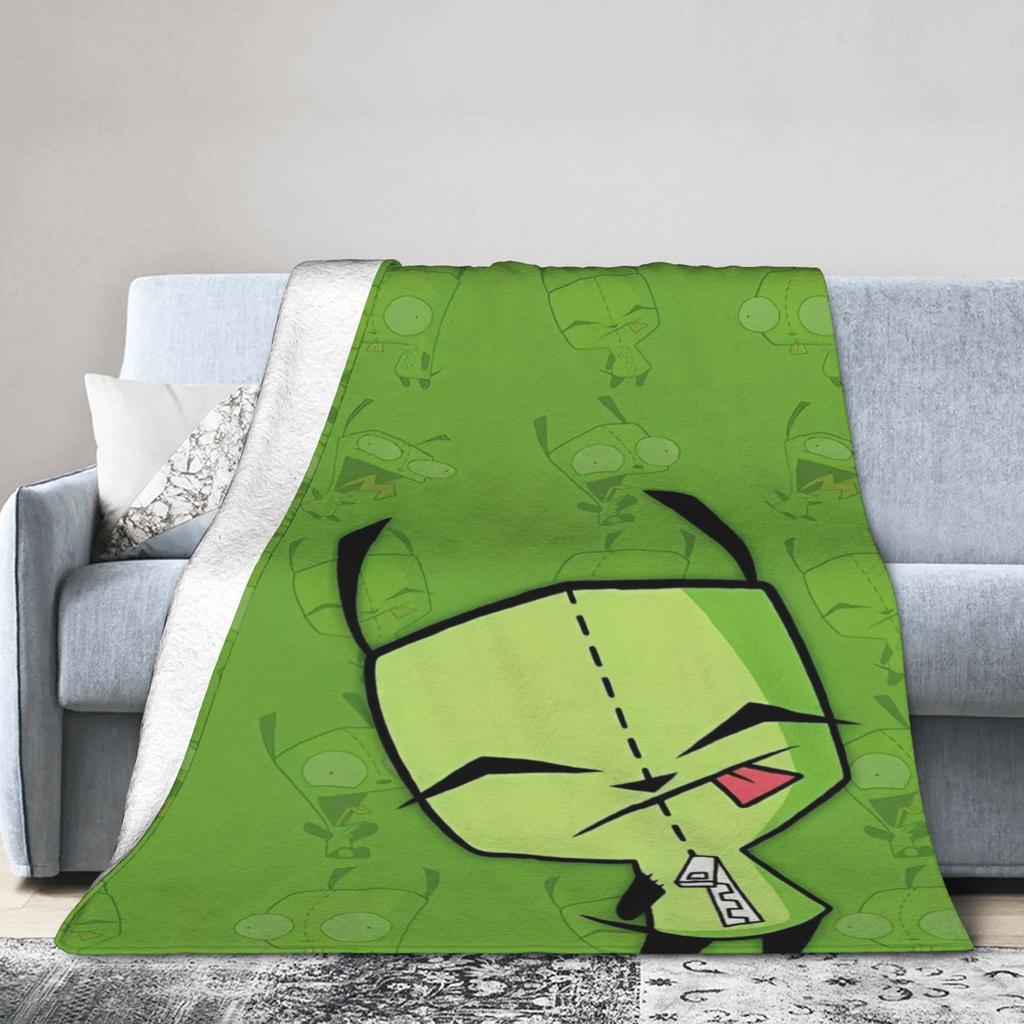 Invader Zim Taco Gir Y2K Cartoon Knitted Blanket  Fleece Throw Blankets Bed Sofa Decoration Soft Warm Bedspread