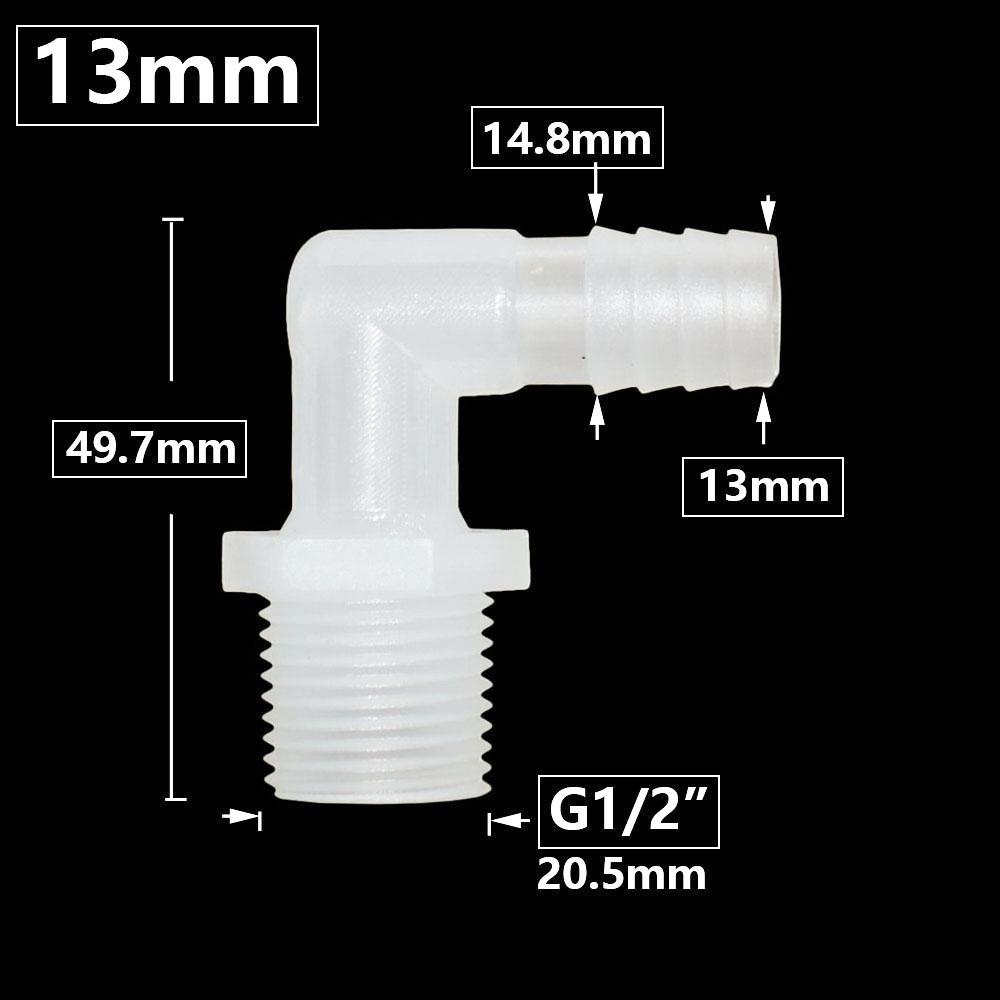 6/8/10/12/14/16/18/20mm Hose Elbow Connector To 1I2 3/4 Inch Male Thread 90 Degrees Barb Fittings Irrigation System Pipe Coupler