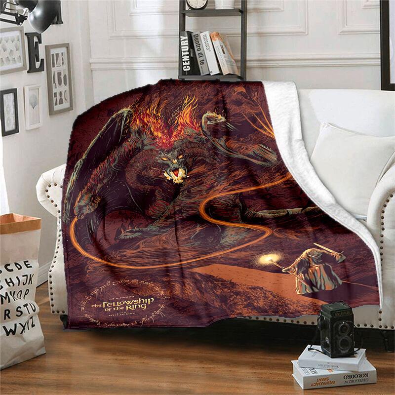 1pc Fellowship of the Ring Cartoon Blanket,Portable Throw for Travel & Camping, All Season Cozy Blanket,Ideal Gift