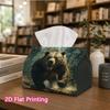 1pc, 2d Flat Printing, Tissue Box Angry Bear Pattern In the Forest Printed Tissue Box, Suitable for Vacation Home Decoration, Kitchen, Living Room, Ca