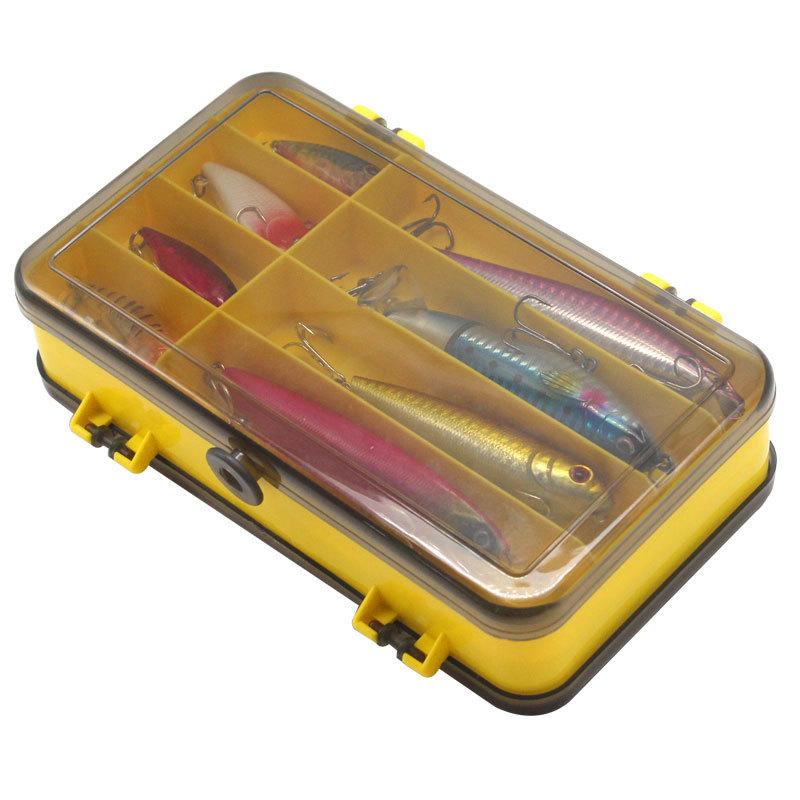 Double-Sided Flip-open Lure Tackle Box - 2-Layer Portable Plastic Storage with Adjustable Dividers for Fishing Bait & Accessorie