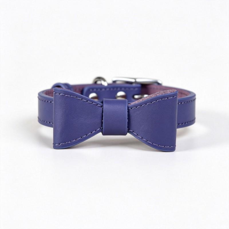 Pet Bow Genuine Leather Dog Collar Small Medium Dogs Multi-color Head Layer Cowhide