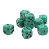 20Pcs 16mm Rounded Corner Dice 6 Sided Game Dice Set for Table Board Games Math Games Green Black