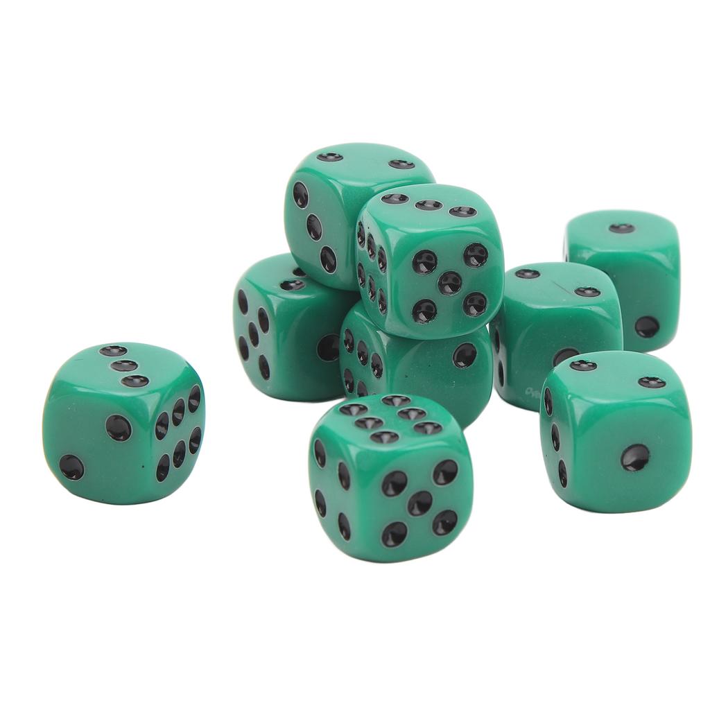 20Pcs 16mm Rounded Corner Dice 6 Sided Game Dice Set for Table Board Games Math Games Green Black