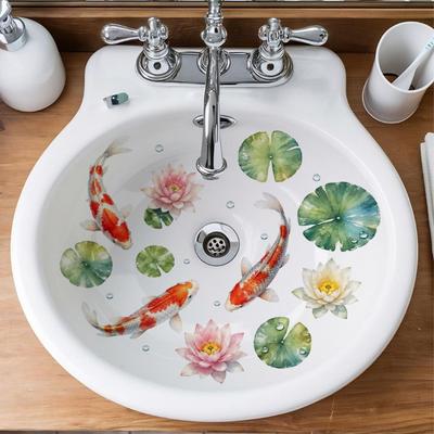 PVC Sink Sticker Waterproof Koi Fish Sticker New Basin Sticker