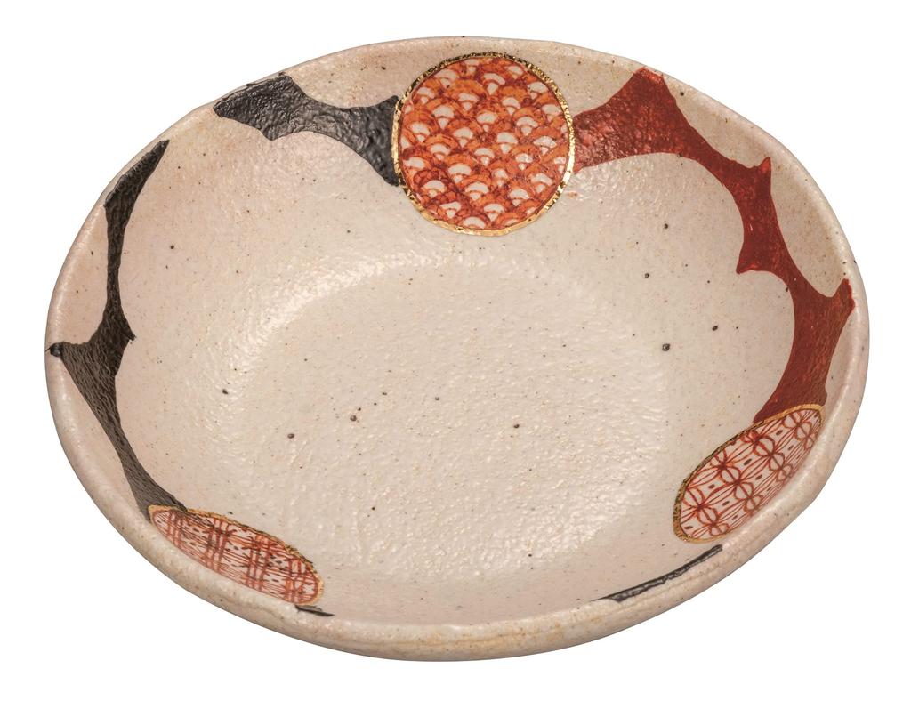 Kutani Ware Bowl (size 6) with a Round Small Pattern by Takeshi Sato, K7-269