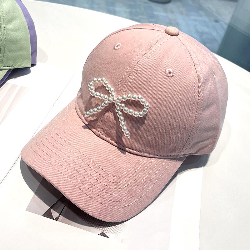 Delicate Baseball Hat Hat for Girls Women Pearl Bow Casual Hat for Sports Gym Mountain Camping Hat Outdoor Activity