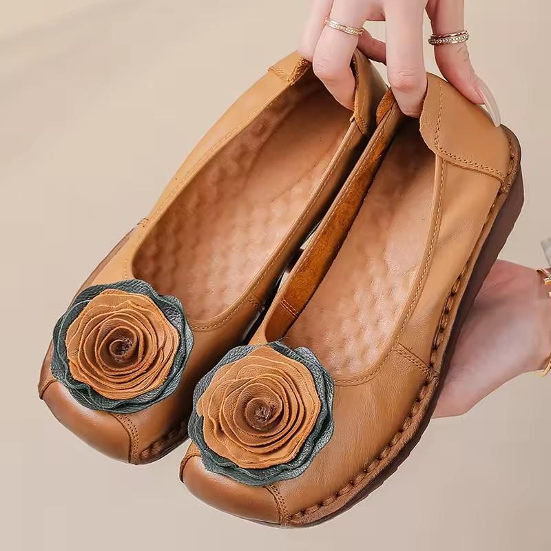 Fashion GKTINOO 2025 Soft Genuine Leather Flat Shoes Women Flats with Flowers Ladies Shoes Women Designers Loafers Slip On