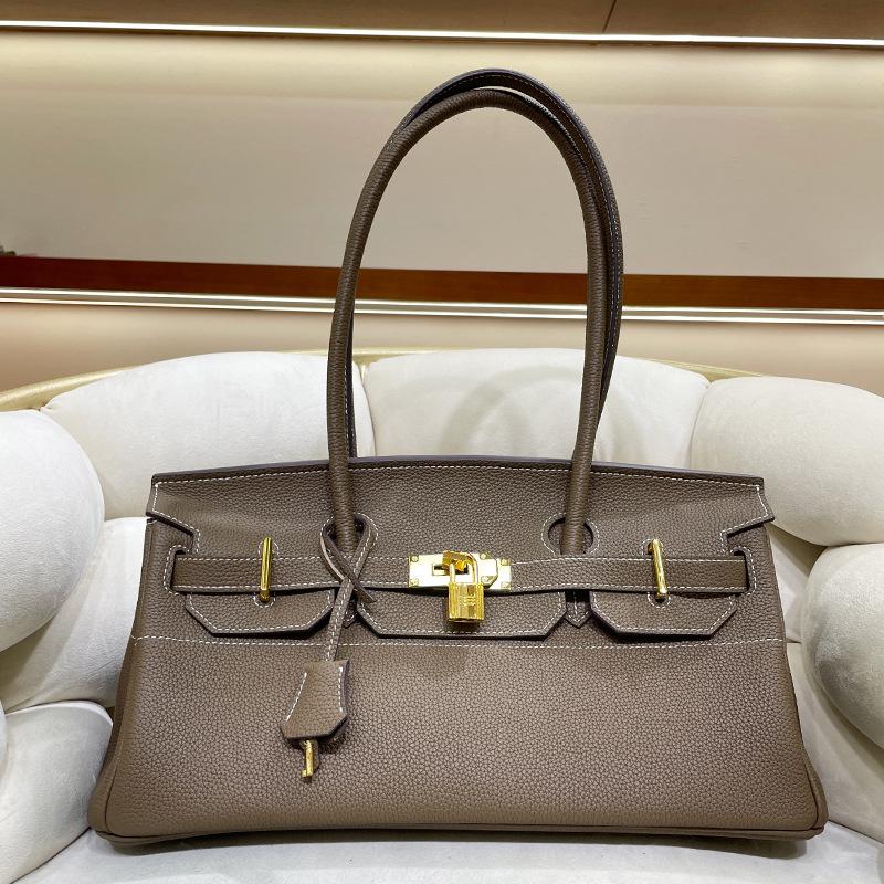 New Premium Bar Platinum Bag Horizontal Togo Leather Head Layer Cowhide Handheld Underarm Bag Genuine Leather Women's Bag