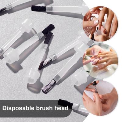 100-teiliges Nagellack-Ersatzpinsel-Set, Tauchpulver-Flüssigkeitspinsel, weiche Borsten, Einweg-Mini-Nagelkunstpinsel, Gelpolitur-Applikator, Pinselkopf