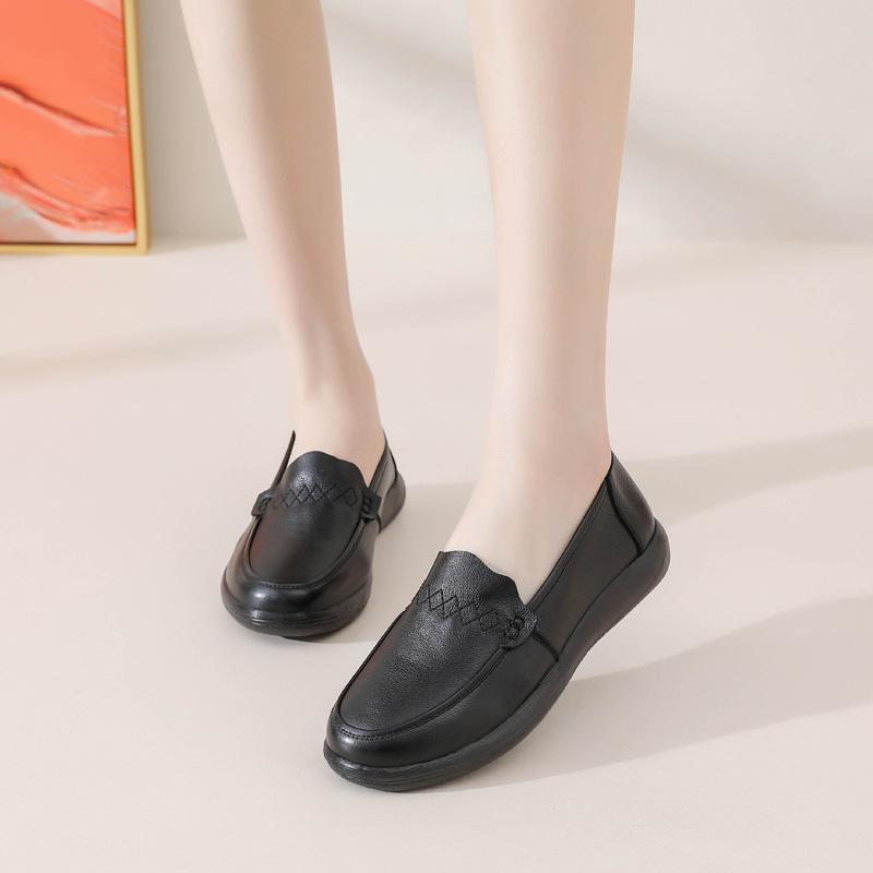 

Модные женские туфли из натуральной кожи весна-осень коричневые женские повседневные туфли черные удобные классические туфли-лоферы для мам 40