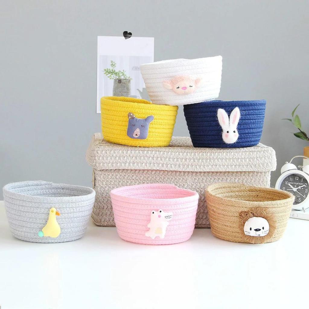 Cotton Rope Storage Basket Weaving Nordic Simple Desktop Sundries Cotton Storage Box Number Cartoons Storage Box