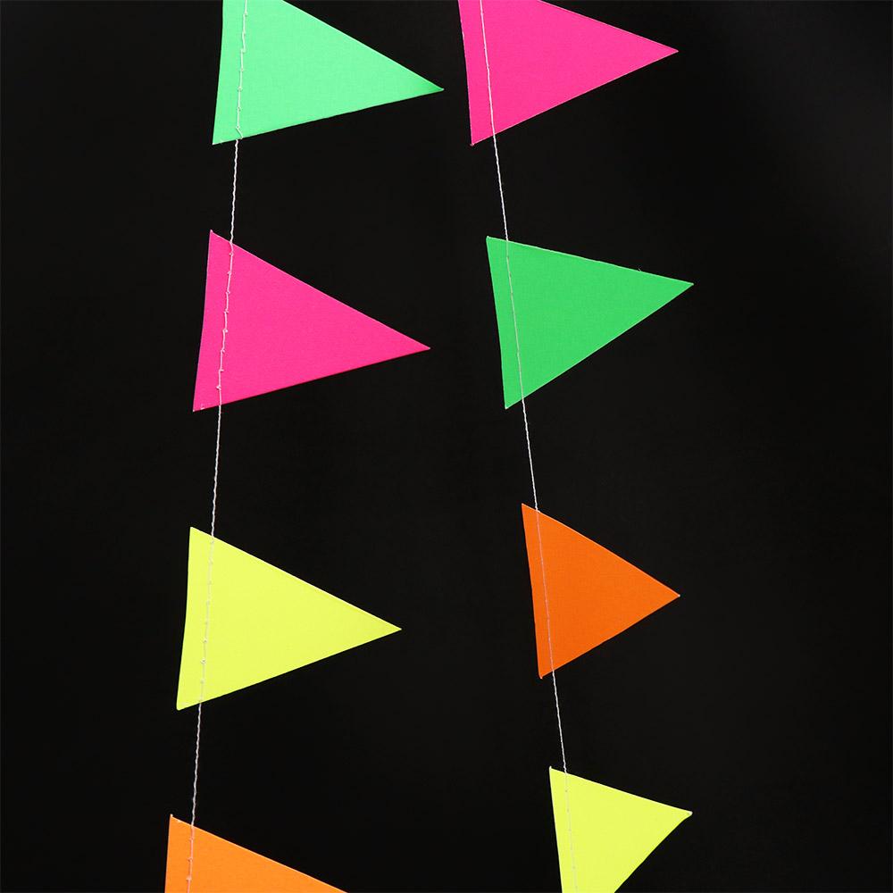Rectangle Neon Fluorescent Garland Colorful Glow Pennant  Black Light Party