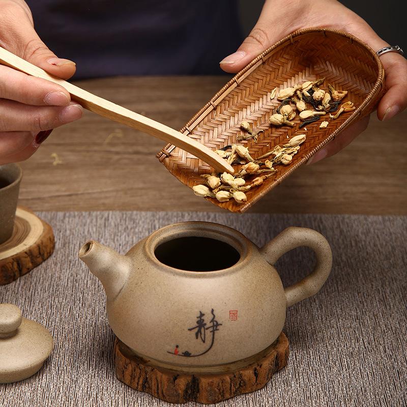 Handmade Bamboo Tea, Old Bamboo Root Tea Lotus Retro Japanese Special-shaped Waking Teaspoon Tea Shovel Tea Ceremony Spare Parts