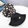 Summer Daisy Double-Sided  Bucket Hats Women's Embroidery Hip Hop Panama Bob Caps Folded Beach Sun Fisherman Hat For Ladies