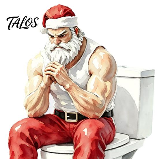 Creative Santa Claus Wall Murals Funny Muscular Toilet Seat Decal, Self‑Adhesive PVC Christmas Durable Outdoor Window Decorations Restroom Sticker,