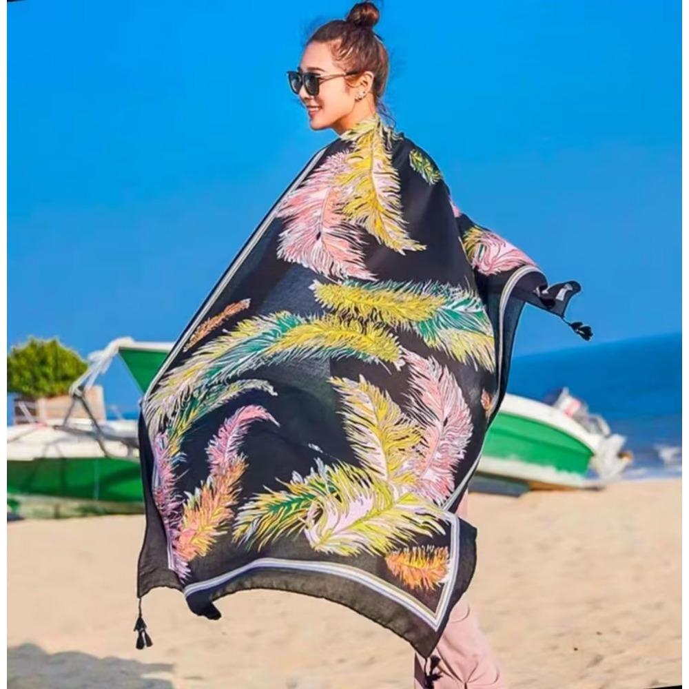 Chaka Salt Lake Great Northwest Tourism Ethnic Style Scarf Silk Scarf Women'S Summer Seaside Beach Shawl Sunscreen Thin