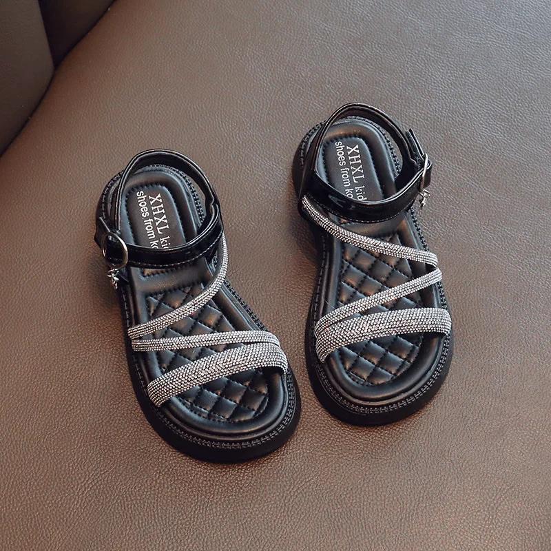 

Girls shoes Summer children s sandals Women soft bottom open-toe princess footwear Baby s Toddler 23(Insole)15cm чорний