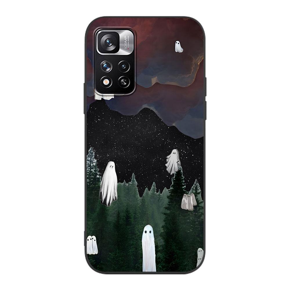 Aesthetic Cute Ghost Art Case for Xiaomi Redmi Note 11 10S 8T 10 12 Pro Plus 11T 8 9 11E 11S 5 9S 7 Soft TPU Black Phone Cover