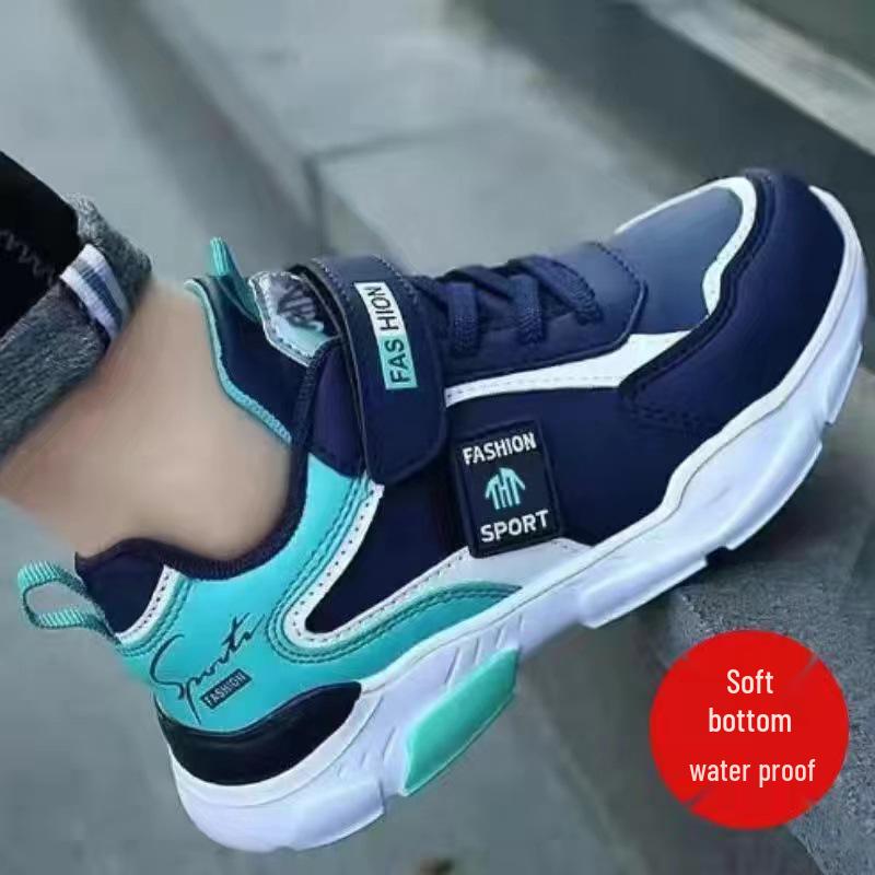 2025 Boys Leather Mesh Running Shoes - Casual Sports Sneakers for Kids 39