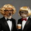 Black Twin Tails Pet Costume Wig Brown Curly Pet Hairpiece Funny Dog Wig  Festival Dress-Up