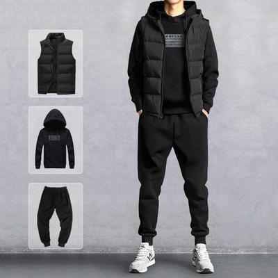 Heren Casual Hooded Sweatshirt Vest Driekwartpak voor Herfst/Winter – Stijlvol, Eenvoudig en Sportief.