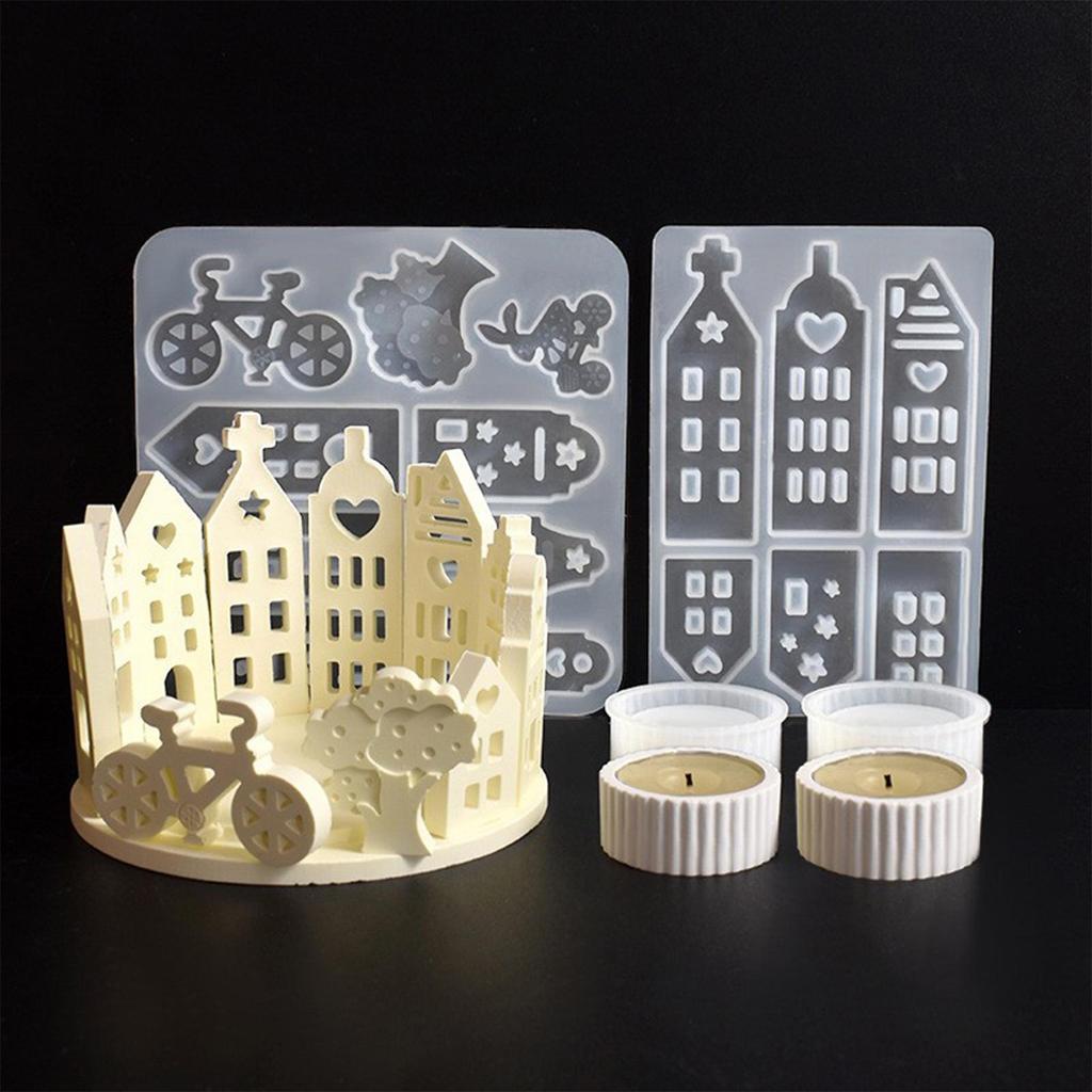 Silicone House Mold Craft Making Mold Flexible 3D Epoxy Resin Molds Epoxy Casting Molds Practical Ornament Molds For Home