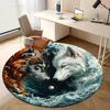 1pc Yin Yang Wolf Circular Rug - Home Decor, Office Round Carpet, Outdoor Gift for Nature LoversRA1548