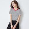 Srcr Women's Striped Mulberry Silk Short Sleeve T-Shirt