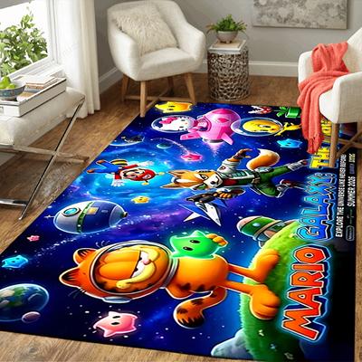 1Pc Mario Galaxy Adventure Rug, Office Carpet Indoor Outdoor Doormat, Non-Slip, Comfortable, Living, Christmas Halloween, Xmas Gift Y115