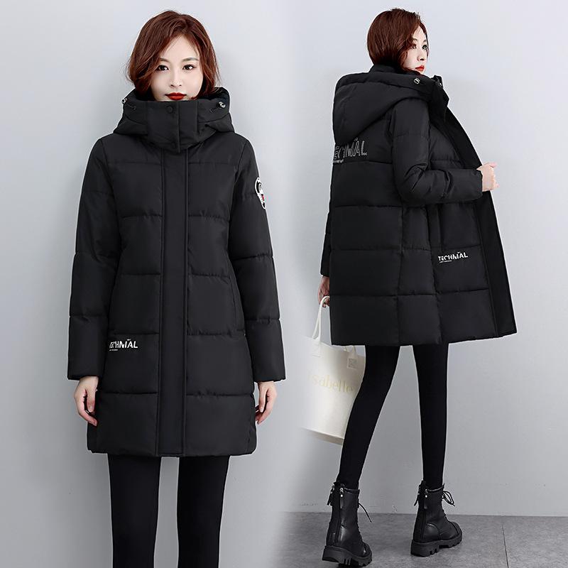 Brand down jacket women's medium and long new fashion loose thickened long knee white duck down jacket