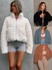 Women's Fleece Cardigan Jacket for Fall/Winter Short Shearling Jacket