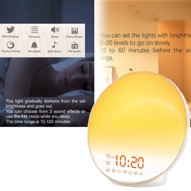 Colorful Sunrise Sunset Simulation Wake Up Light Led Alarm Clock For Cozy Ambiance
