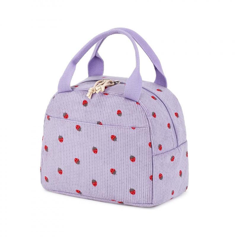 Cute Corduroy Lunch Bag for Women Reusable Insulated Lunch Box Large Capacity Reusable Insulated Cooler for Work Picnic Travel