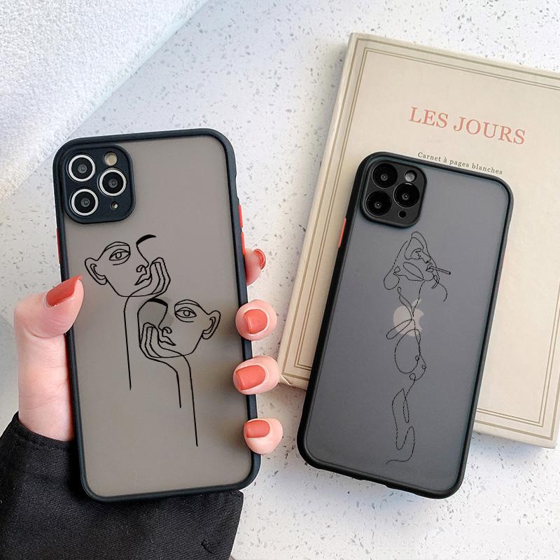 Funny Abstract Art Lines Fashion Phone Cases Cartoon Women Cover For Iphone 15 14 7 8 Plus XR XS XS 15 11 14 12 13 Pro Max Coque
