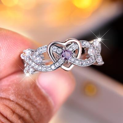 Romantische Liefde Hartvormige Verlovingsringen voor Vrouwen Glanzend Wit Zirconia Bruiloft Liefde Ringen Sieraden Cadeau