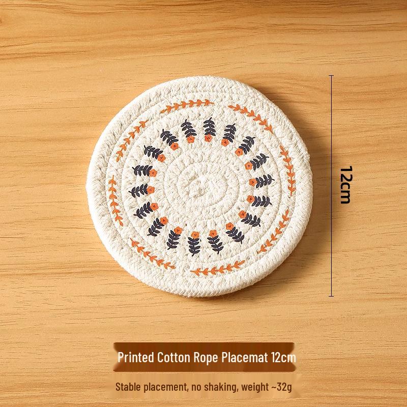 

Korean Retro Printed Cotton Coaster, Non-slip Heat-resistant Table Mat, Decorative Household Placemat