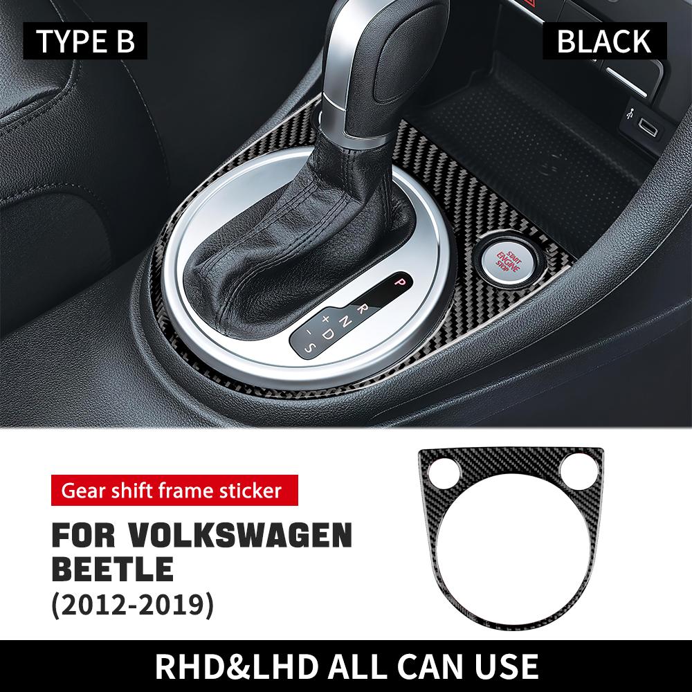 Real Soft Carbon Fiber For Volkswagen Beetle 2012 2013 2014 2015 2016 2017 2018 2019 Car Gear Shift Panel Sticker Accessories