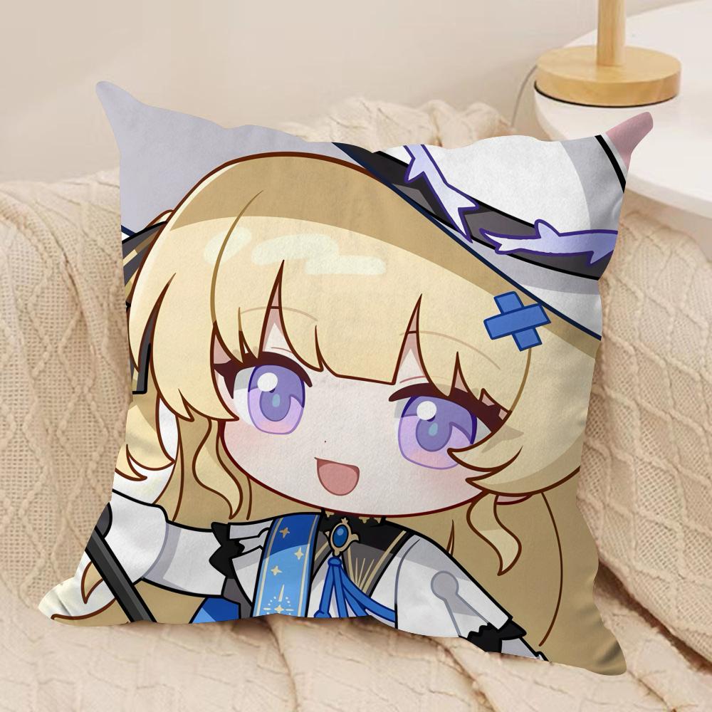 Phoebe cute wuthering waves Cushion Cover Silky Short Plush Invisible Zipper Dustproof Sofa Pillow Case for Home Decor